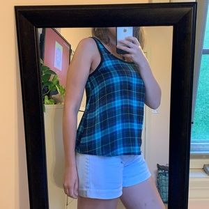 🍁 2/$20❕Blue Plaid Sheer Tank Top